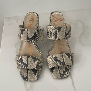 Sam Edelman Black and Cream Snake Print Sandals